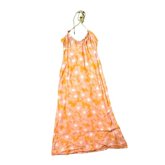 Alexia Admor Orange Floral Halter Maxi Dress W/ Rope Detail Womens M - Picture 2 of 9